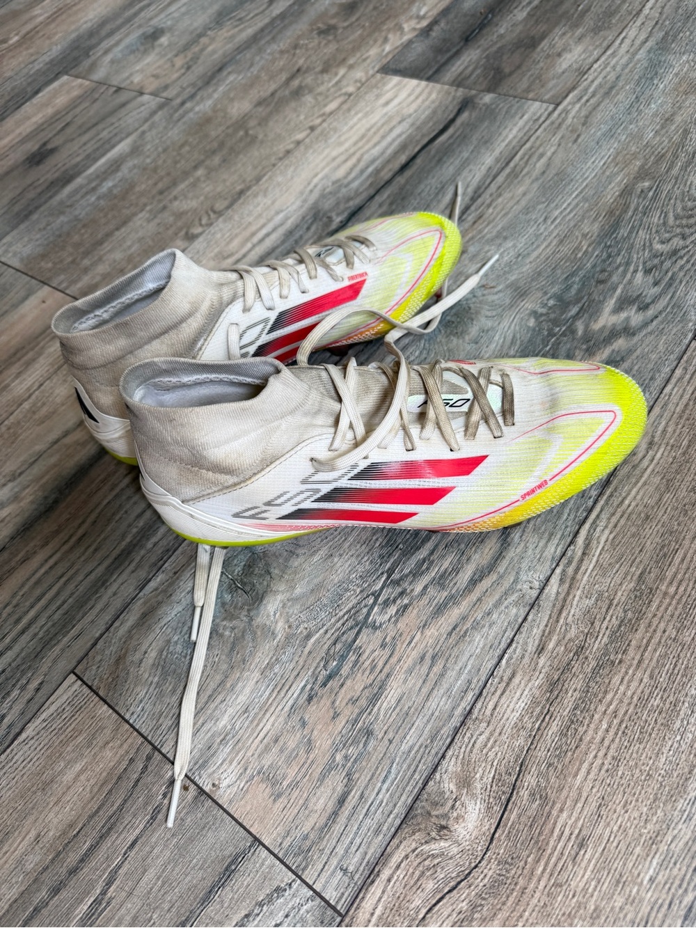 adidas F50 Men’s White/Red/Yellow High-sock Soccer Cleats